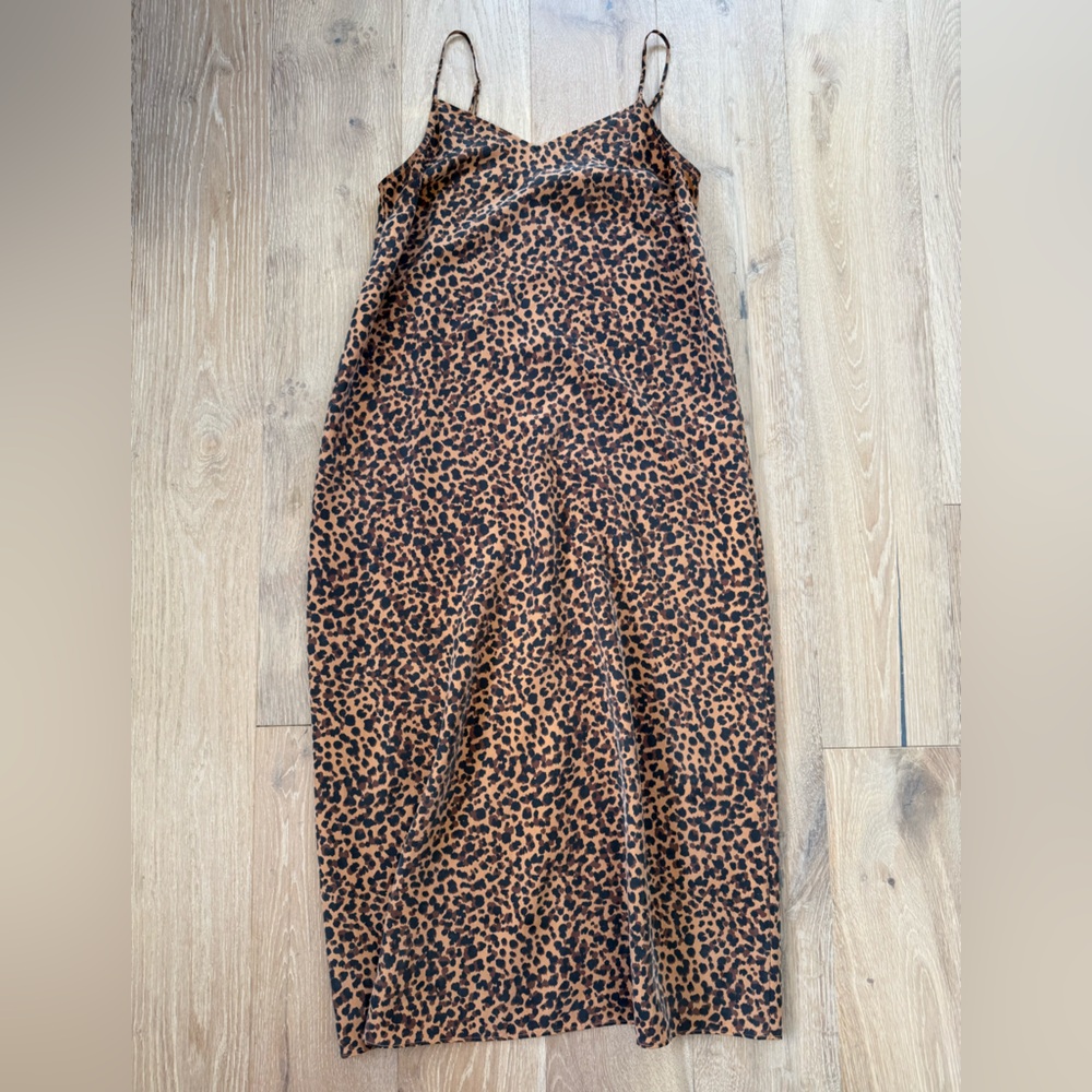 Madewell Animal Print Spaghetti Strap Slip Dress